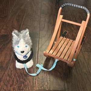 American Girl Doll husky and sled